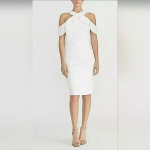 NWT Rachel Roy Women's White Cold Shoulder Ruffle Halter Dress XS (MSRP $109)